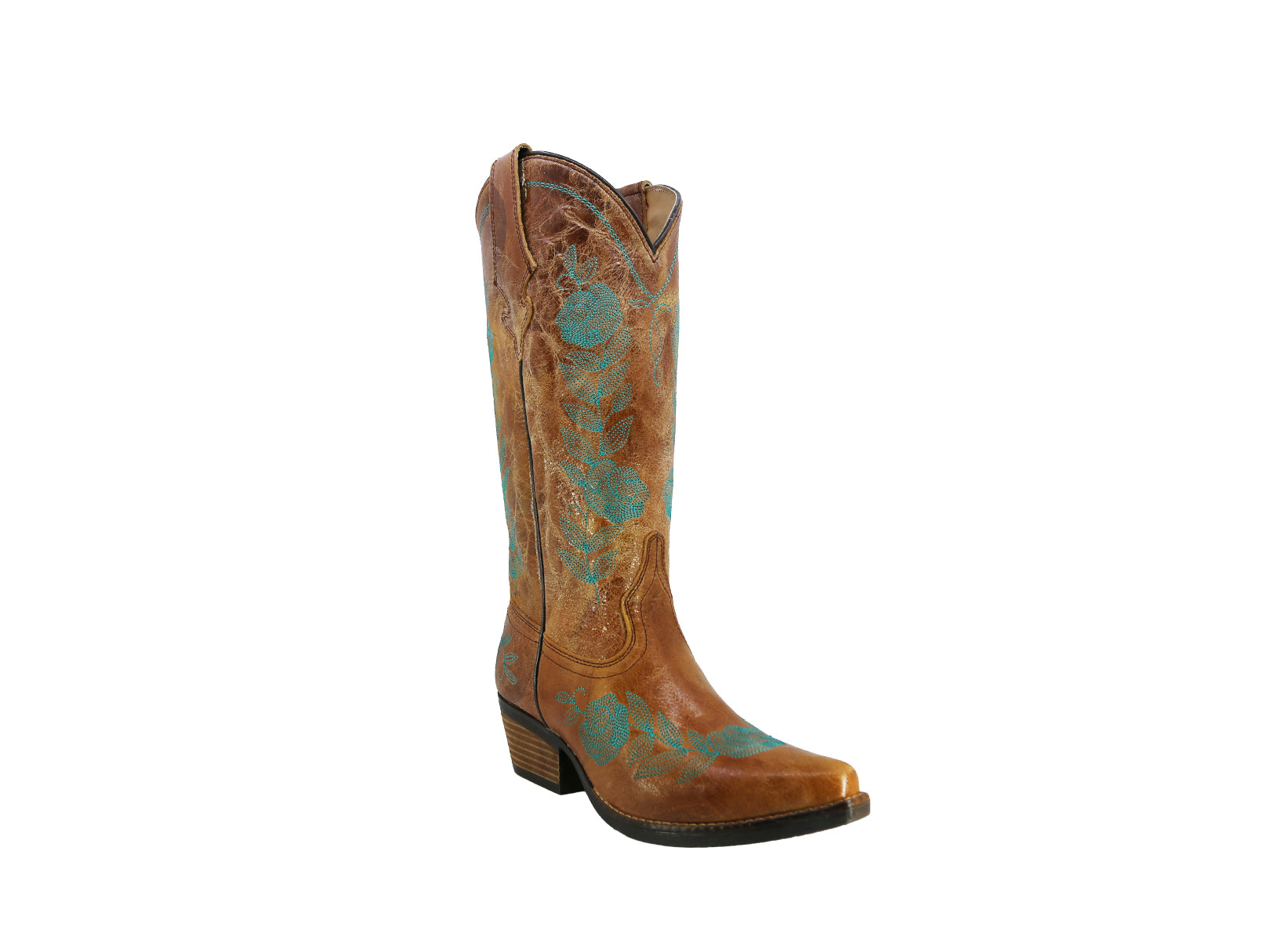 Bota Vaquera de Piel Mujer Artesanal Bordada Cowboy Texaban