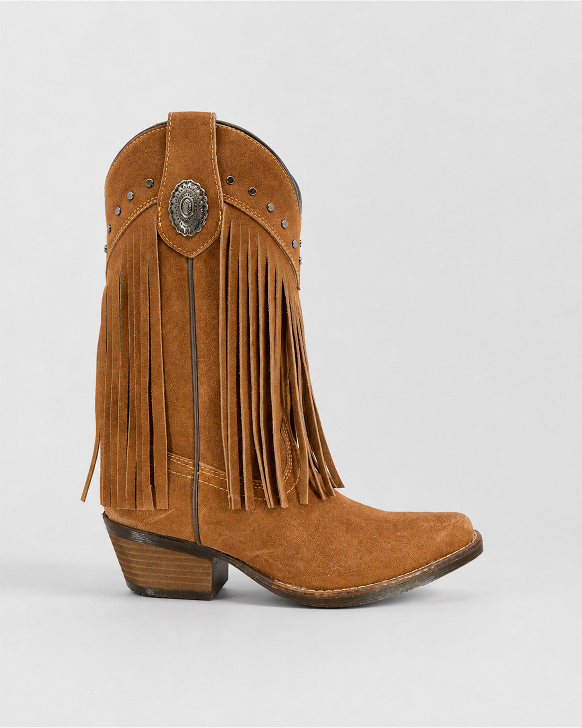 Bota Vaquera Piel Gamuza Mujer Barbas Western Rodeo Texaban