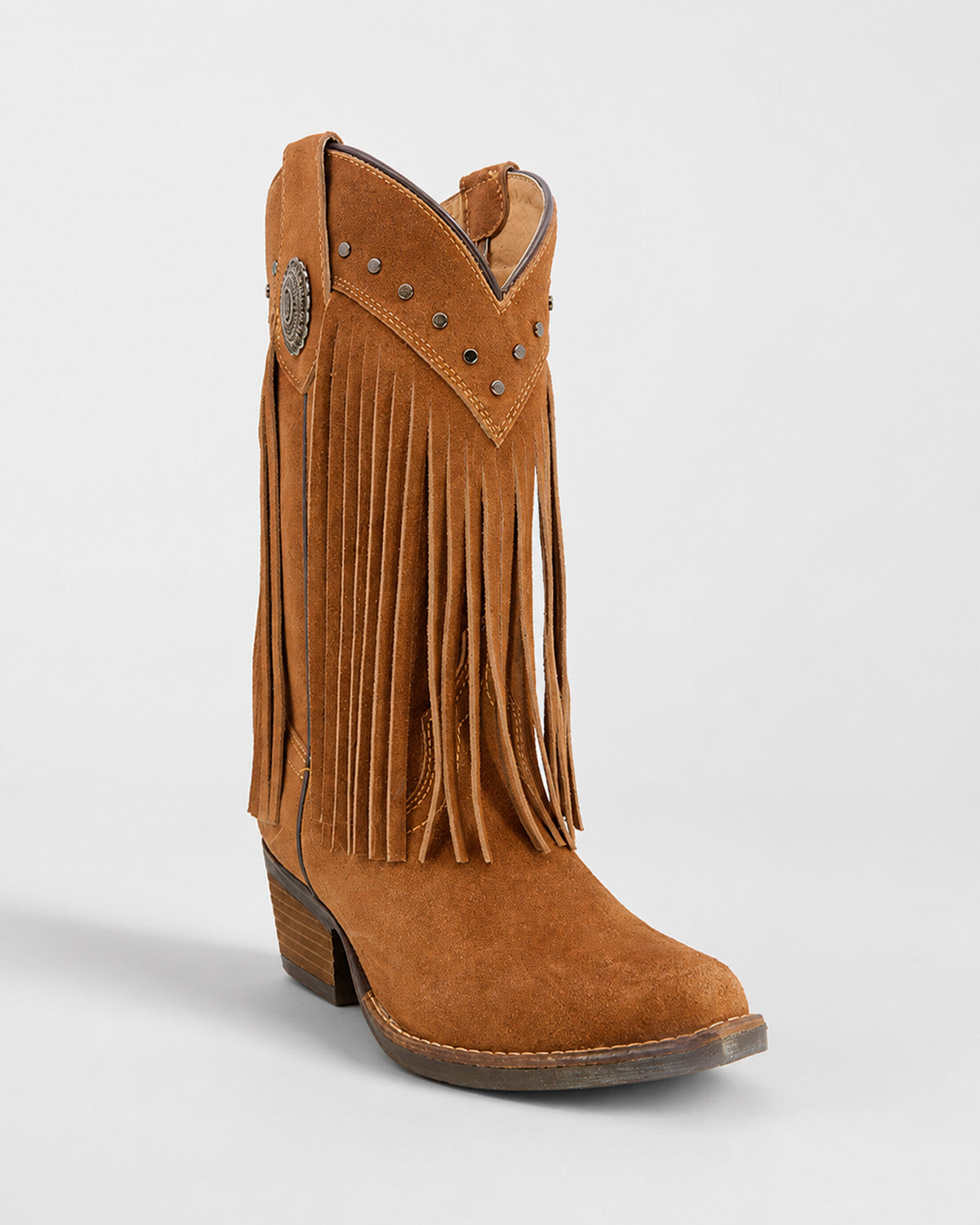 Bota Vaquera Piel Gamuza Mujer Barbas Western Rodeo Texaban