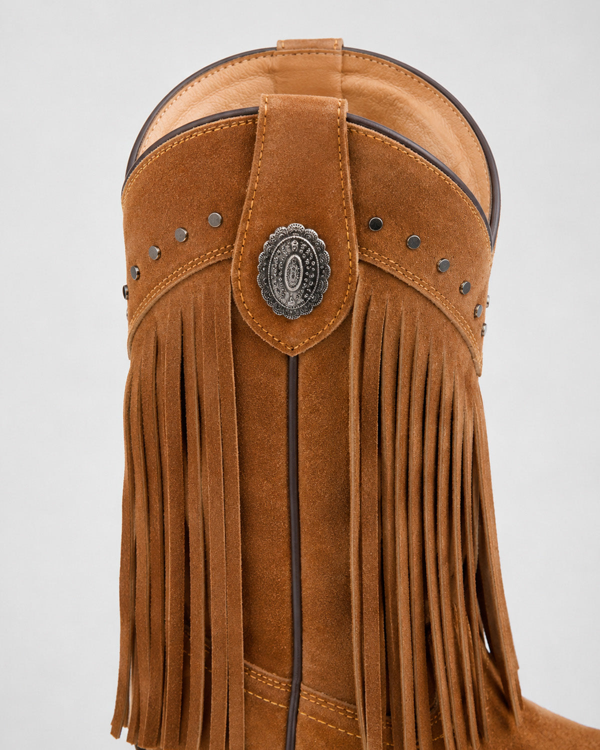 Bota Vaquera Piel Gamuza Mujer Barbas Western Rodeo Texaban