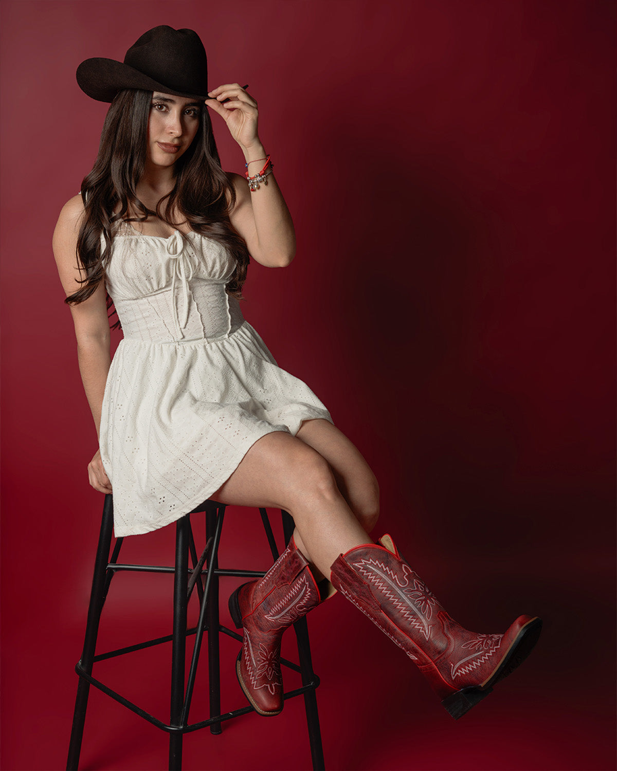 Bota Vaquera Mujer Piel Bordada Western Artesanal Texaban