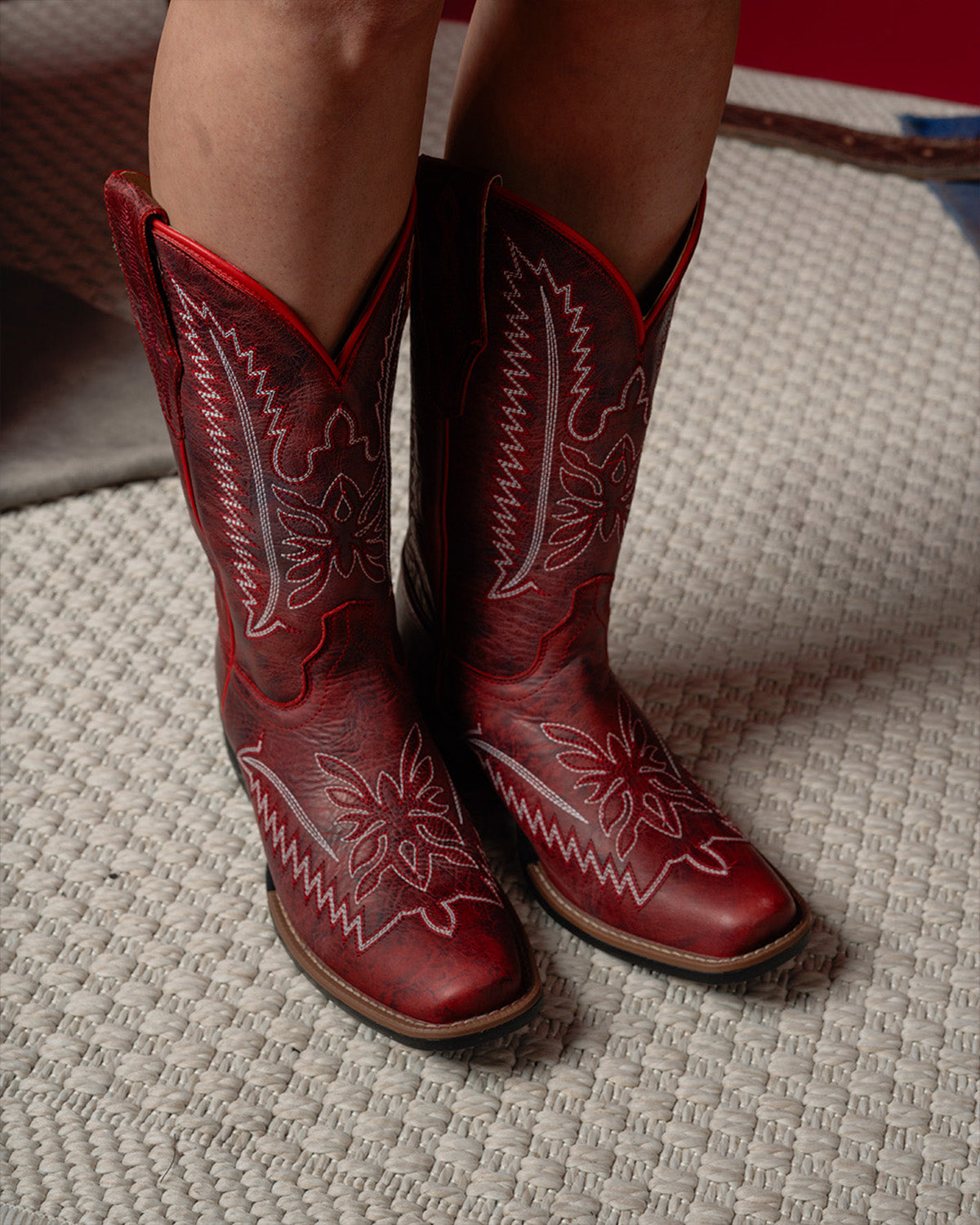 Bota Vaquera Piel 36442 Roja