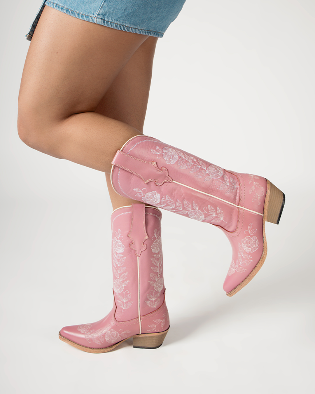 Bota Vaquera Piel 36425 Rosa